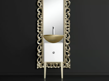 MONNALISA PRESTIGE VENICE GOLD/SILVER - Single wooden vanity unit with mirror by Glass Design - view 2